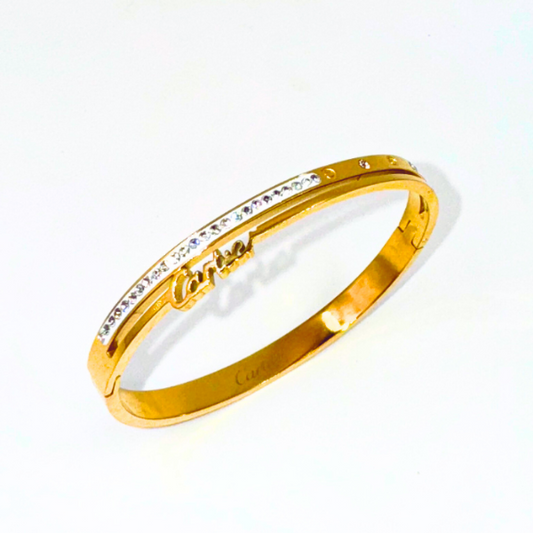 Cartier-Inspired Pearl-Embedded Gold Bracelet | Non Tarnish
