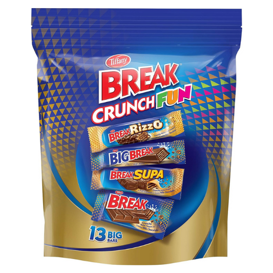 Tiffany Break, Crunch Fun, Assorted Crunchy Wafer Fingers in Creamy Milk Chocolate Mix, 313.5g