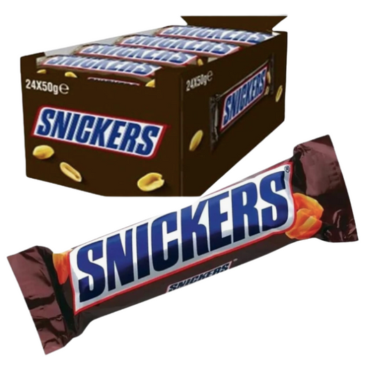 Snickers Chocolate Original, Pack of 24x50g, Chocolate Bar, Nutritious Chocolate with Roasted Peanuts, Nougat, and Caramel